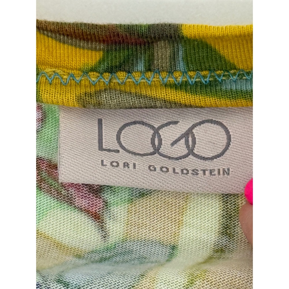 LOGO Lori Goldstein Womens XL Mixed Floral Print Asymmetrical 3/4 Sleeve Top - Picture 7 of 10